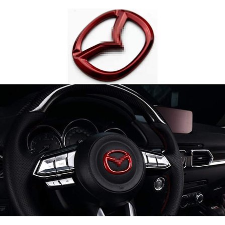 MAXDOOL Rød rattdeksel klistremerke paljetter ramme trim for Mazda 3 6 CX-3 CX-5 CX-9 interiør tilbehør (rød)