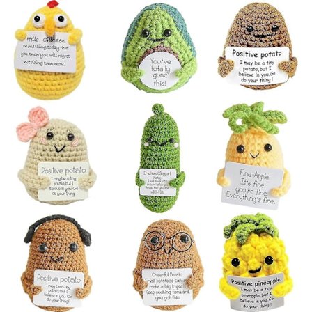 Mini Sjov Positiv Kartoffel, Blød Uld Strikket Legetøj 3 Tommer Sød Hæklet Dukke med Positivt Kort Dekoration Støtte til Fødselsdag [Db]