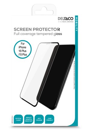 Deltaco Screen protector, iPhone 15 Plus/16 Plus (6.7"), 2.5D full