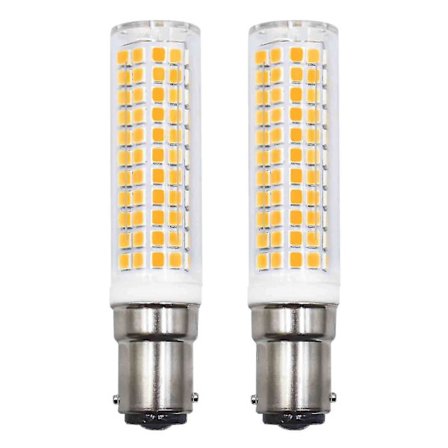 Pakke med 2 B15d LED-pærer som erstatning for 75W 90W 80W varm hvit 3000K 230V 890lm 7W vegglampe for stue, lysekrone, symaskin [energi klasse