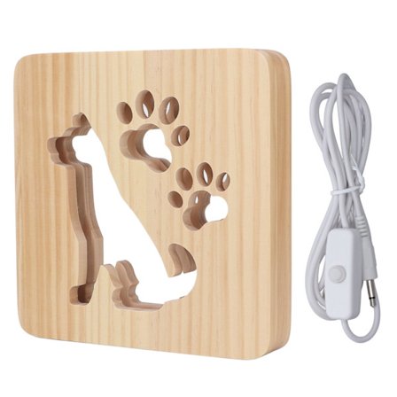 Barnerom nattlys søt hund hul design myk 360 graders belysning USB strøm nattlys lampe for soverom kontor