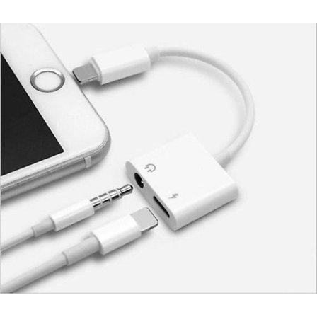 Iphone till 3,5 mm splitter 2in1 adapter till aux hörlurar och laddare