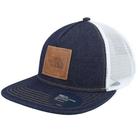 The North Face - Svart trucker Keps - Half Dome Leather Patch Denim Trucker @ Hatstore
