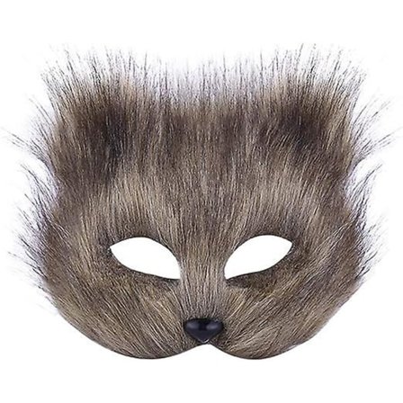 Plys Katte Rævemaske, Therian Masker, Realistiske Katte Masker, Halvt Ansigt Dyremaske, Furry Party Katte Maske Maskerade Maske, Cosplay Kostume