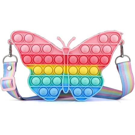 Rion Pop kukkaro tytöille, perhospoppi olkalaukussa Fidget kukkaro Lelut Push It Bubble Crossbody laukku lievittää stressiä lahjat lapsille