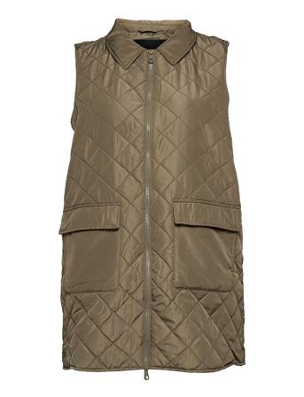 Carskarla Sl Long Quilted Waistcoat Green ONLY Carmakoma