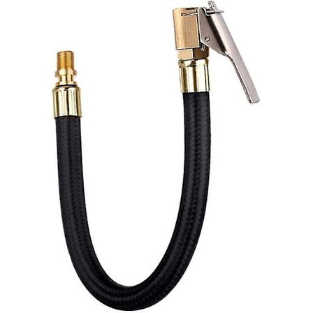 Dæk-pumpe Slange, 80cm Bilventil Luft Gummi Slange Dæk Chuck Med Klips Forlængelsesslange Adapter
