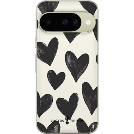 Kompatibel Mobilcover til Google Google Pixel 10 Cactus and Friends - Bold Black Love Pattern