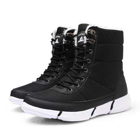 Herr Rund Tå Fuskpäls Varm Skosnörning Mid Calf Boot Outdoor
