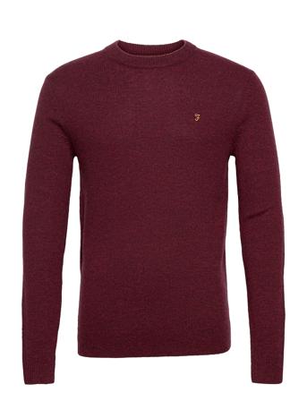Birchall Crew Neck Jumper Strikkegenser M. Rund Krage Burgunder Farah