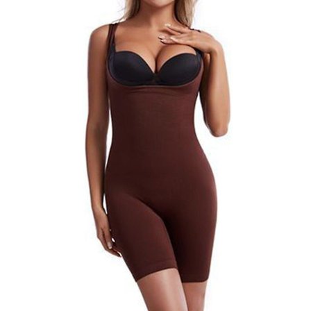 Body Shapewear Helkroppsformare Sömlös Korsett Waist trainer Kvinnor Bantning Slida Magformare Magen Smal Samla bröst, brun