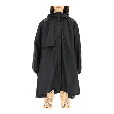 Marine Serre A-line hooded moire windbreaker Sort, Dame Skaljakker
