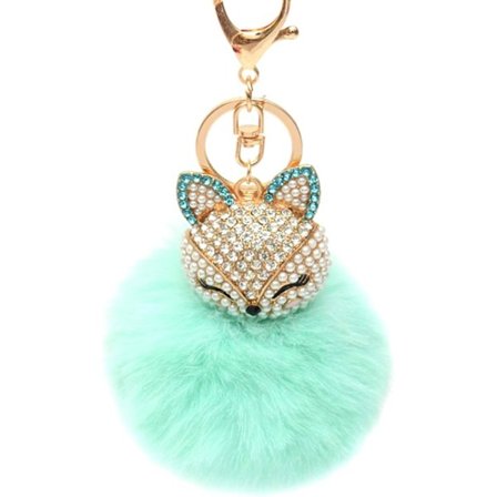 Räv Nyckelring Borr Strass Hänge Dekoration Hängande Nyckelring Kristall för Plånbok (ljusgrön)