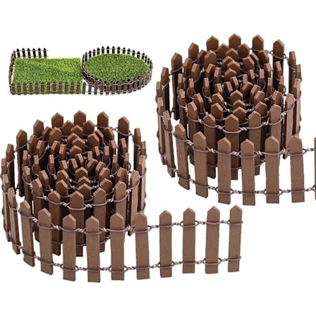 2 Pakke Miniatyr Gjerde av Tre 90*5CM Små Gjerder av Tre Spissgjerde Eventyrhage Juledekorativt Gjerde for Mikrolandskap Dukkehus Blomsterpotte 