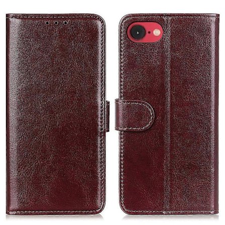 Til iPhone 16e Cover Crazy Horse Tekstur PU Læder Telefon Stand Cover - Sort