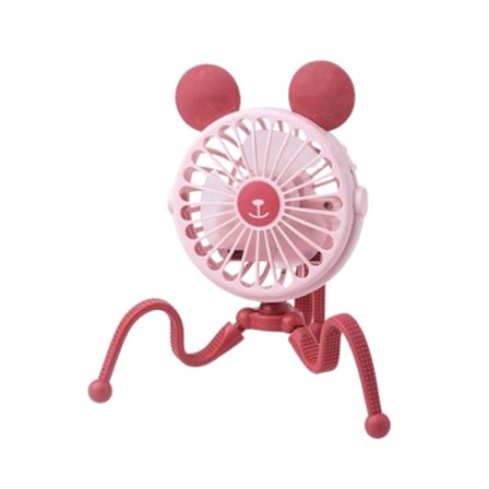 Barnvagn Fläkt 500mAh Flexibel Stativklämma TJ-05A - Rosa