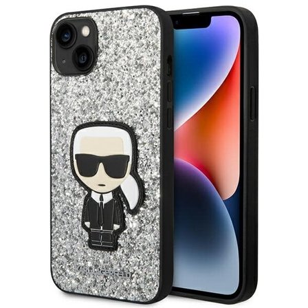 Karl Lagerfeld KLHCP14MGFKPG iPhone 14 Plus 6.7" hardcase sølv/sølv Glitter Flakes Ikonik