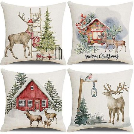 Bomullslinne Cover Print Cover Deer Print Soffa Kudde