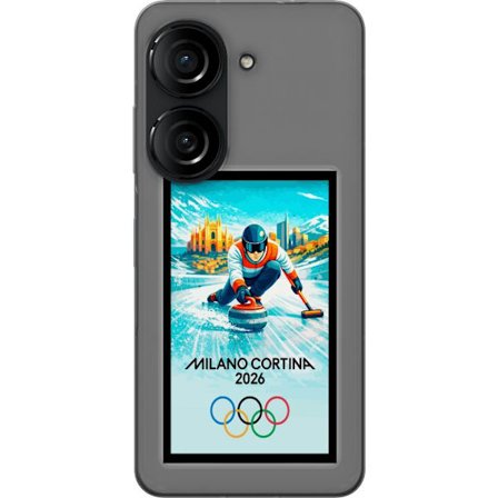 Yhteensopiva Puhelinkuori Asus Zenfone 10 Jääkiekkoilukuva, jossa pelaajat liikkuvat jäällä, Milano Cortina 2026, Milanin maamerkit ja olympialaisten