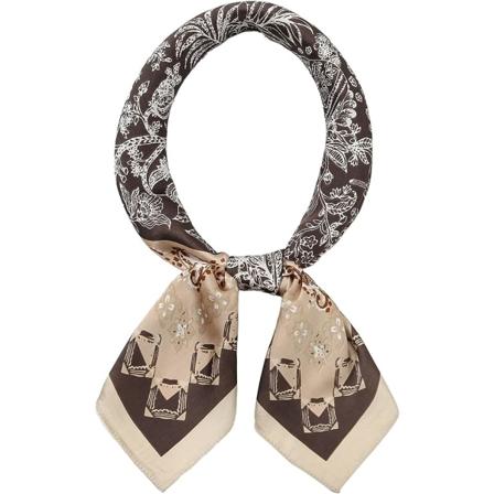 Naisten monikuvioinen pieni neliömäinen silkkihuivi, elegantti asuste