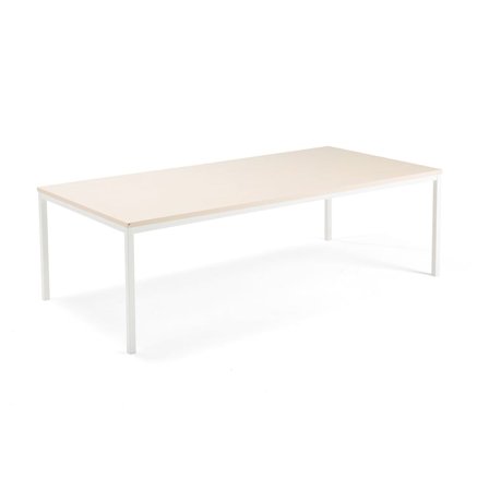 Conference table QBUS, 2400x1200 mm, 4-leg frame, white frame, birch