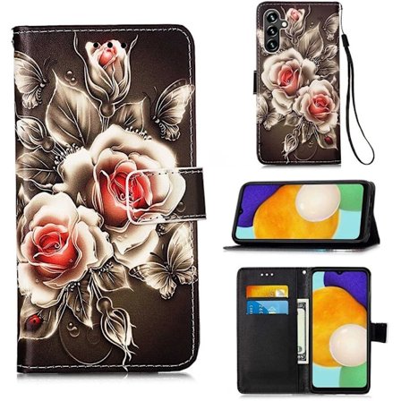 Lompakkokotelo Samsung Galaxy A04s - Ruusut