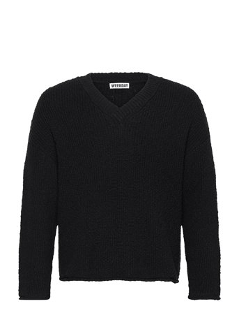 Weekday Boxy V-Neck Sweater - Black - XS