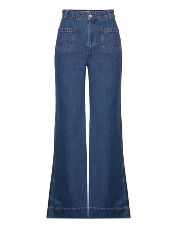 Brynn Wide Cotton Jeans Vide Jeans Blå By Malina*Betinget Tilbud