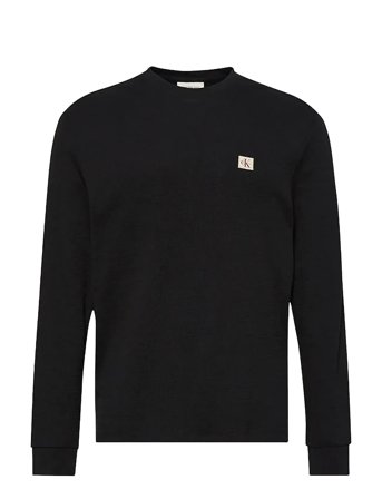 Ls Waffle Badge Crewnk Tee Black Calvin Klein Jeans