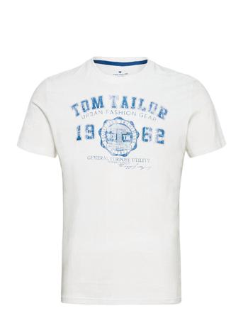Logo Tee T-shirts Short-sleeved Hvit Tom Tailor