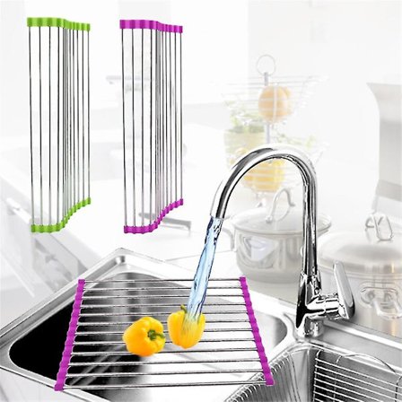 Laaja Taittuva Viemäriallas Teline Silikoninen Siivilä Kuivauslevy