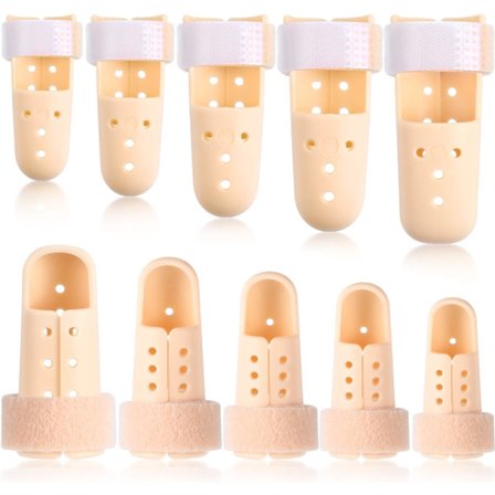 10 stk. Mallet Finger Splint Tommelfinger Splint, 5 størrelser Fingerstøtte Skinne Stabilisator Plast Fingertuppbeskyttere for sår Lindring Rettende 