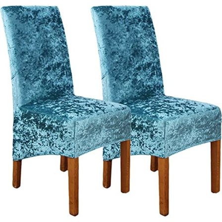 Spisestolbetræk (grøn, 2-delt sæt), knust fløjl udvidelig