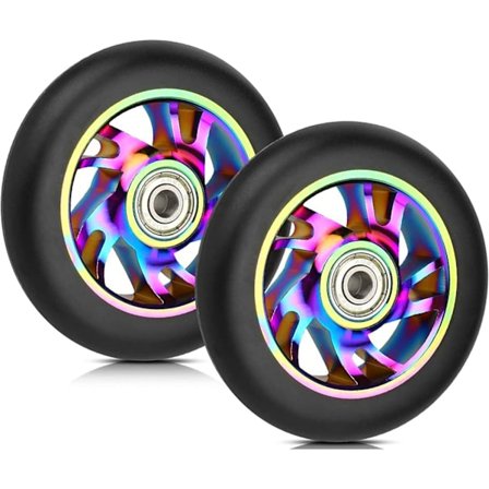 2-pak 100 mm løbehjul erstatningshjul 100 x 24 mm 88A solid dæk med ABEC-9 lejer til de fleste løbehjul og sparkesykler