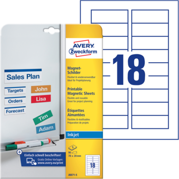 Magnetisk skilt Hvit 78x28 mm