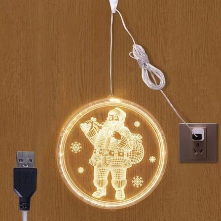 Julevindueslys Dekorationer, Juledekoration LED Lille Lanterne Hjem Dekoration Festlig Rum Arrangement (Julemanden) - USB Type