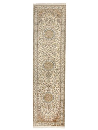 Tappeto Kashmir Puri Di Seta 81X306 Passatoie Arancione/Marrone (Seta, India)