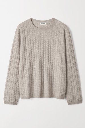Soft Goat - Oversize Cable Knit - Women cashmere sweater - XS - Greige