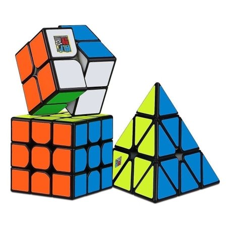 3 kpl Speed Cube -setti, Täysin Musta Pohja Palapeli Magic Cube -setti 2x2x2 3x3x3 Pyramid Pehmeä Palapelikuutio--