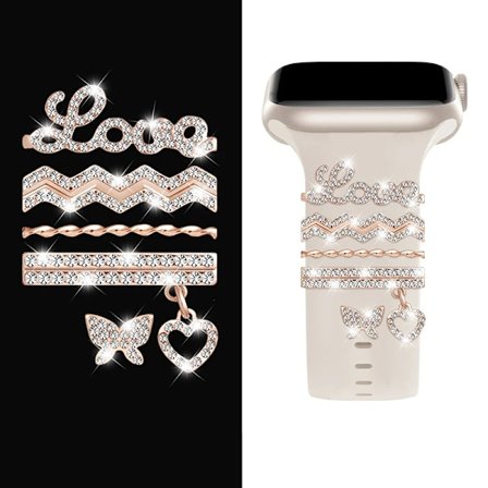 Dekoration för Apple Watch Ultra 2 armband 10 9 8 7 Diamantsmycken Berlocker Tillbehör Samsung/Huawei klockarmband 20/22mm Armband