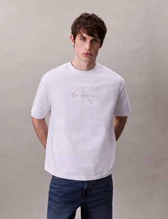 Calvin Klein Jeans Ss Hero Monologo Emb 16S Crewnck - White - S