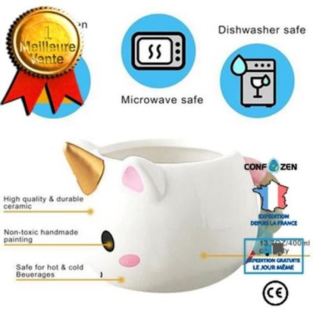 Muki - CONFO - Yksisarvinen - 400 ml - Keraaminen - Valkoinen