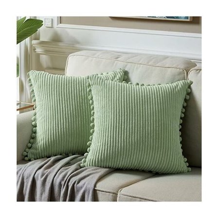 Set med 2 soffkuddfodral 45 x 45 cm Elegant jul kudde med bobbles Dekorativ kudde för dubbelsäng Ingen fyllning Babygrön