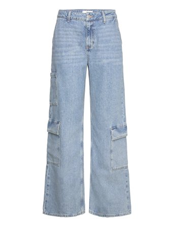 Loose Cargo Jeans With Pockets Blue Mango