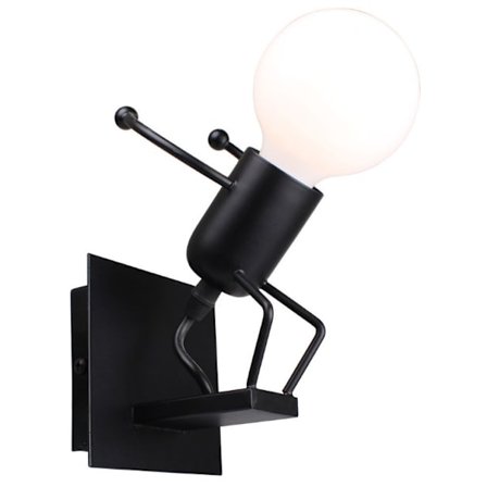 Luova seinävalaisin Pieni tanssiva ihminen Musta, Retro Rauta M, ZQKLA