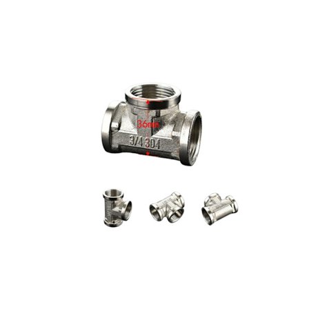 T-rör i rostfritt stål, 1/2" NPT-gänga, 3-vägs rörkoppling