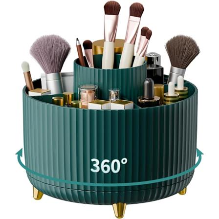 360° Roterende Penneholder, Skrivebordsorganisator med 5 Rom, Blyantorganisator, Oppbevaringsboks for Kunstforsyninger, Opprydding av Kontorrekvisita 