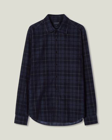 Lexington Afslappet ternet fløjlskjorte i bomuld, mørkeblå