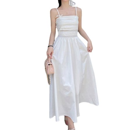 Sommer Lang Slank Hvit Stropp Damekjole
