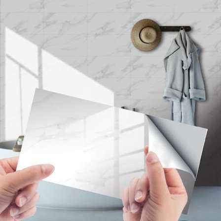 (Hvit) Fliseklistremerker - YSTP - Selvklebende rektangel - 16 stk - 30x15cm - Vannbestandig